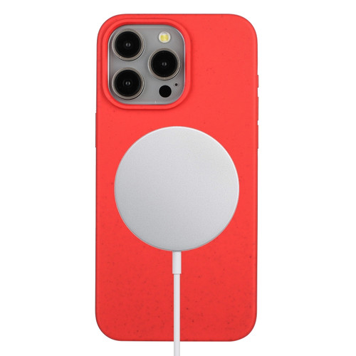 iPhone 15 Pro Max Wheat MagSafe Magnetic Straw Material + TPU Phone Case - Red