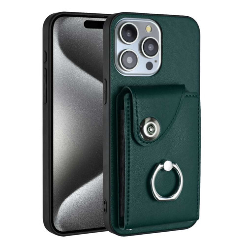 iPhone 15 Pro Max Organ Card Bag Ring Holder Phone Case - Green
