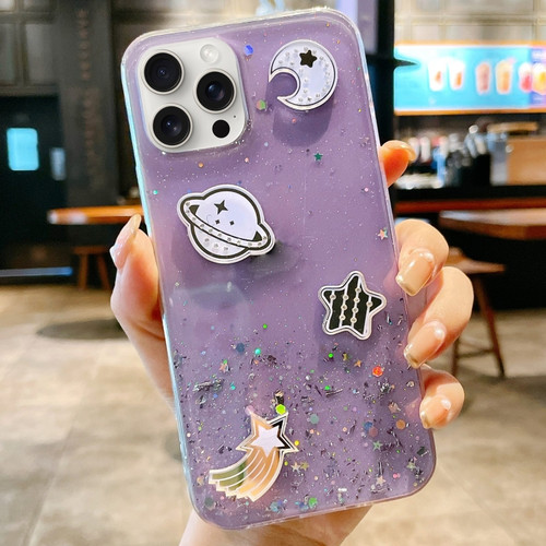 iPhone 15 Pro Cosmic Star Laser Sequin Epoxy TPU Phone Case - Purple