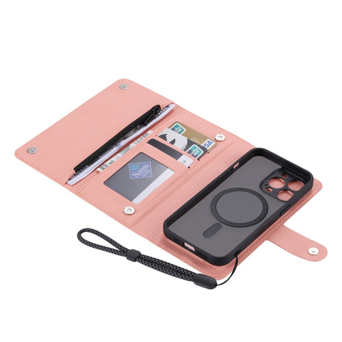 iPhone 15 Pro ViLi GHB Series MagSafe Magnetic Zipper Leather Phone Case - Pink