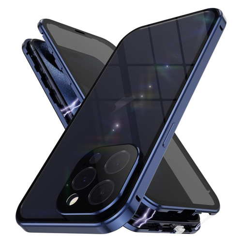 iPhone 15 Pro Anti-peeping Magnetic Double-sided Tempered Glass Phone Case - Blue