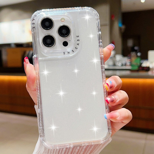 iPhone 15 Pro Glitter Powder 3-in-1 TPU + PC Phone Case - Transparent