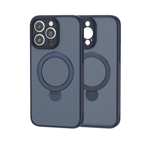 iPhone 15 Pro 360 Magsafe Ring Holder TPU Hybrid PC Phone Case - Blue