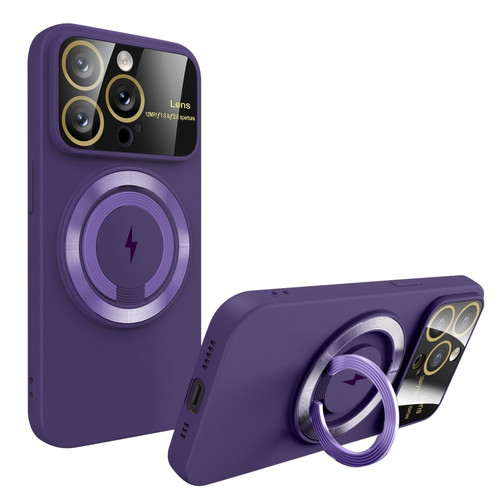 iPhone 15 Pro Large Window MagSafe Magnetic Holder Phone Case - Dark Purple