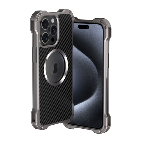 iPhone 15 Pro R-JUST RJ51 Hollow Metal Phone Protective Case - Space Grey