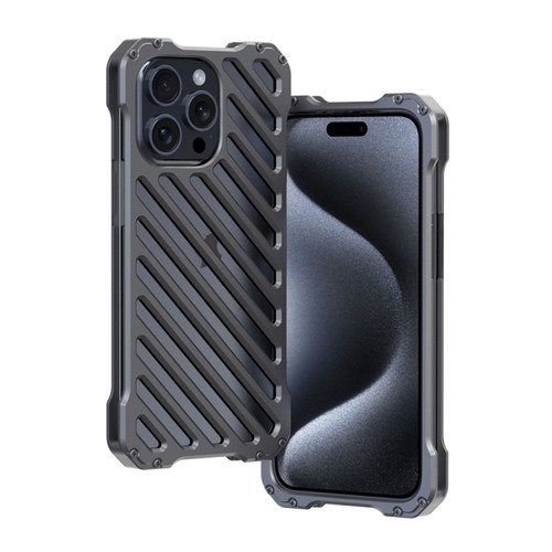 iPhone 15 Pro R-JUST Breathable Armor Phone Case - Space Grey