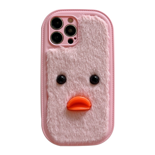 iPhone 15 Pro Plush Black Eyes Duck TPU Phone Case - Pink