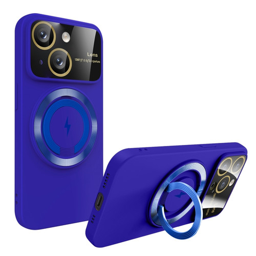 iPhone 15 Large Window MagSafe Magnetic Holder Phone Case - Klein Blue