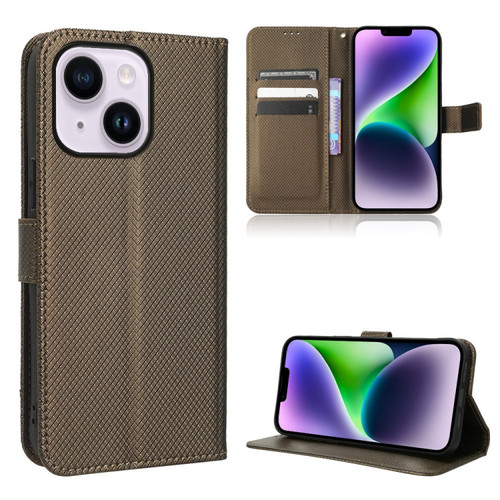 iPhone 15 Diamond Texture Leather Phone Case - Brown
