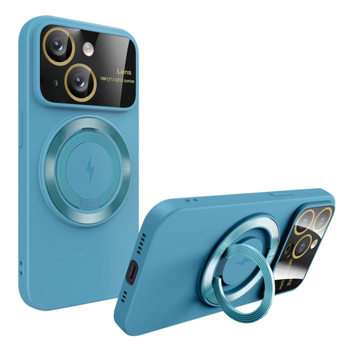 iPhone 15 Large Window MagSafe Magnetic Holder Phone Case - Sky Blue