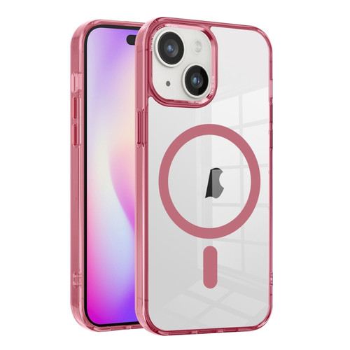 iPhone 15 Ice Color Magnetic Series PC + Acrylic Magsafe Phone Case - Pink