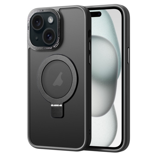 iPhone 15 Skin Feel MagSafe Magnetic Holder Phone Case - Black