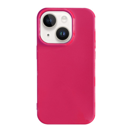 iPhone 15 Shockproof Solid Color TPU Phone Case - Rose Red