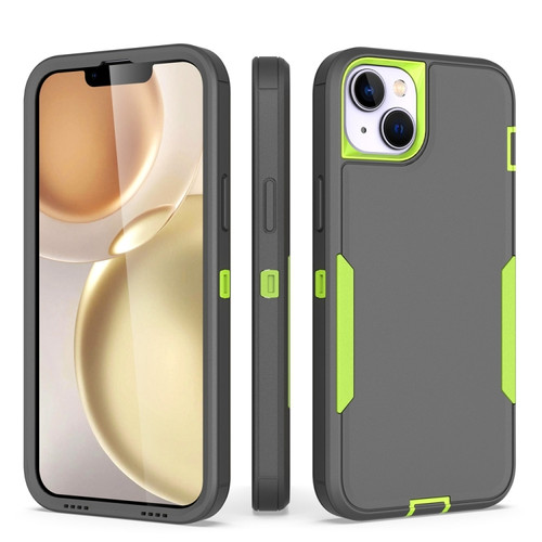 iPhone 15 2 in 1 Magnetic PC + TPU Phone Case - Gray+Fluorescent Green