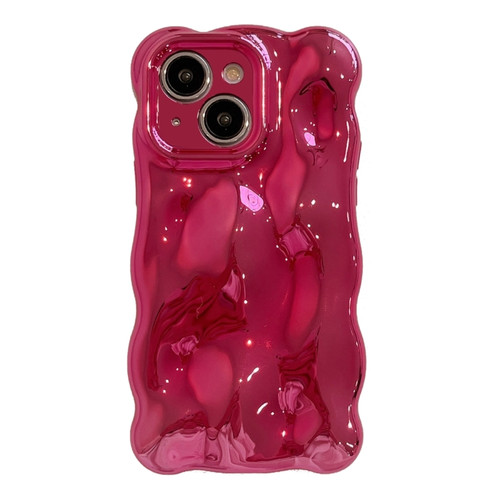 iPhone 15 Wave Bubbles TPU Phone Case - Painted Rose Red