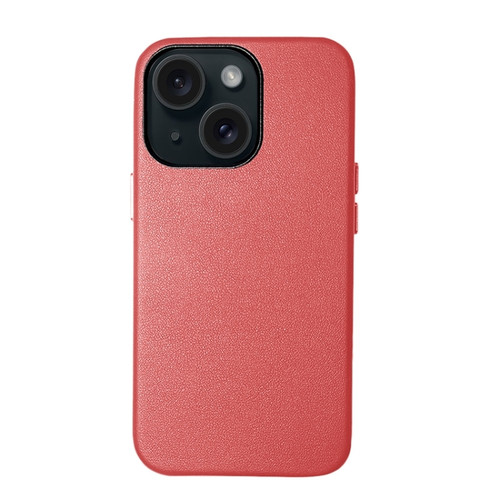 iPhone 15 Lamb Grain PU Back Cover Phone Case - Red