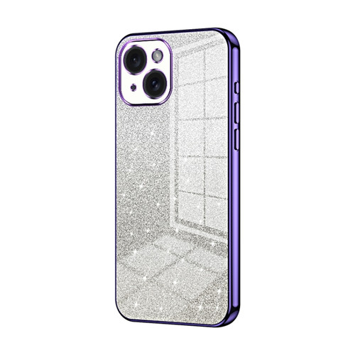 iPhone 15 Gradient Glitter Powder Electroplated Phone Case - Purple