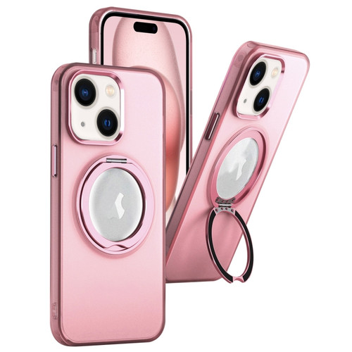 iPhone 15 MagSafe 360 Rotate Ring Holder PC Phone Case - Pink