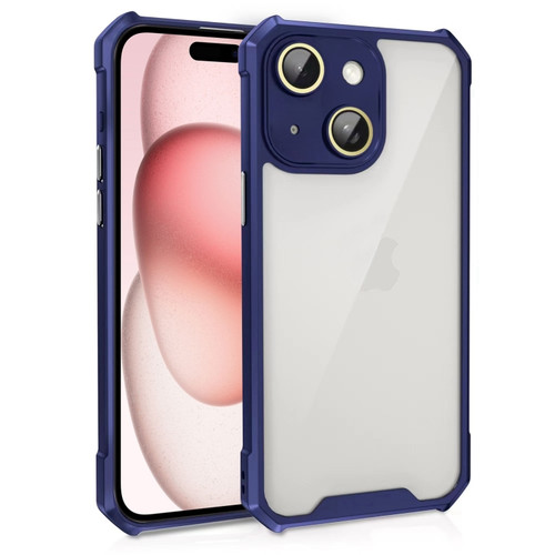 iPhone 15 Shockproof Acrylic Phone Case with Lens Glass Film - Blue