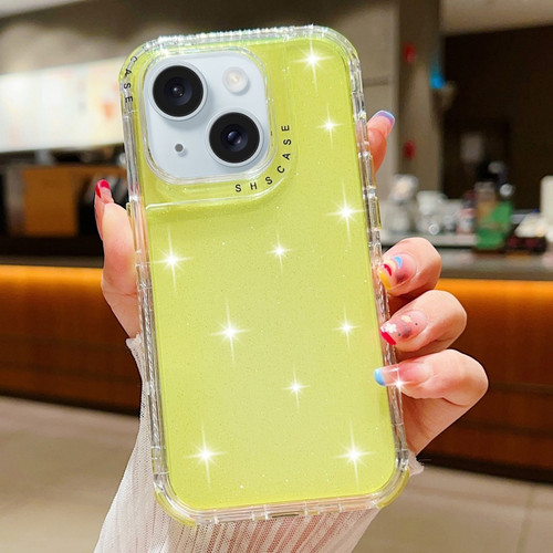 iPhone 15 Plus Glitter Powder 3-in-1 TPU + PC Phone Case - Yellow