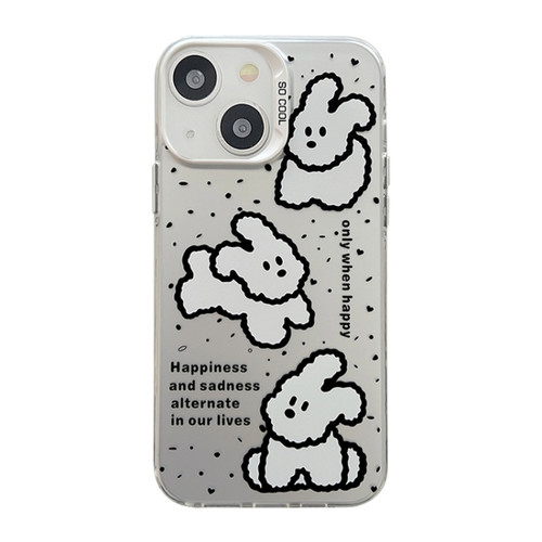 iPhone 15 Plus Cute Animal Pattern Series PC + TPU Phone Case - White Puppy