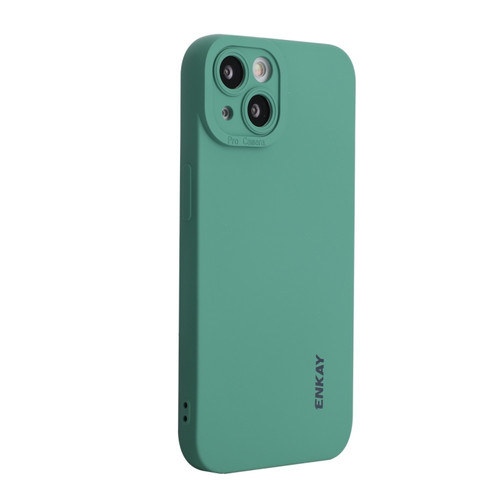 iPhone 15 Plus ENKAY Liquid Silicone Soft Shockproof Phone Case - Dark Green