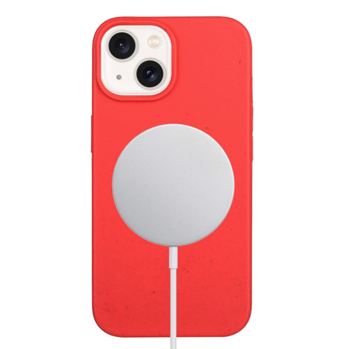 iPhone 15 Plus Wheat MagSafe Magnetic Straw Material + TPU Phone Case - Red