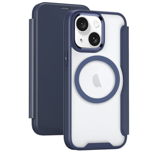 iPhone 15 Plus MagSafe RFID Blocking Adsorption Flip Leather Phone Case - Purple