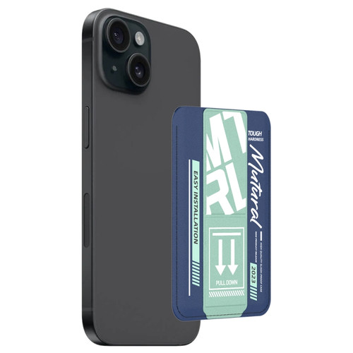 iPhone 15 Plus mutural Chuncai Series Magnetic Holder Card Slot - Blue Green