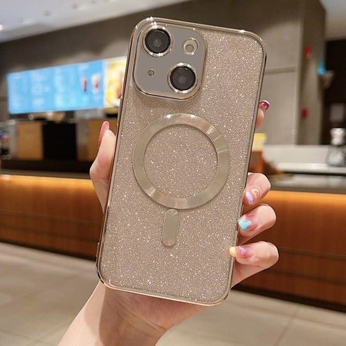 iPhone 15 Plus MagSafe Glitter Electroplating TPU Phone Case - Gold
