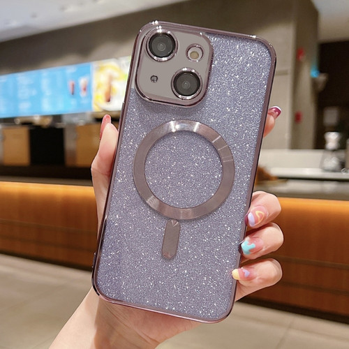 iPhone 15 Plus MagSafe Glitter Electroplating TPU Phone Case - Purple