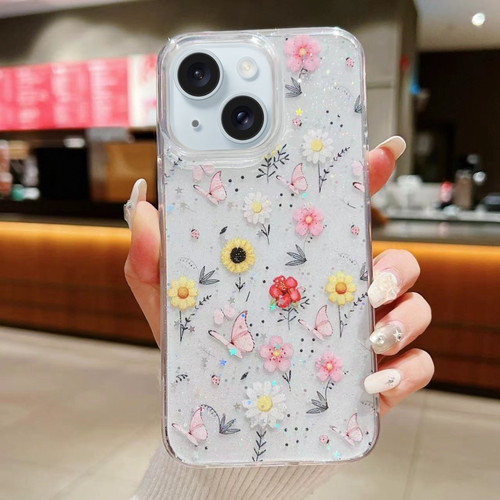 iPhone 15 Plus Spring Garden Epoxy TPU Phone Case - F01 Love of Butterfly