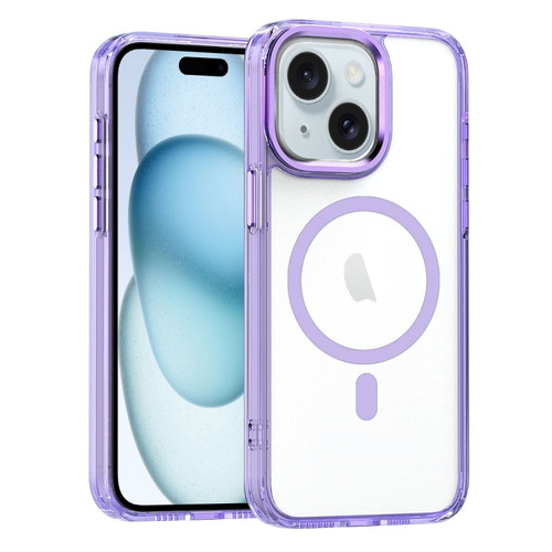 iPhone 15 Plus MagSafe Magnetic Clear Phone Case - Purple