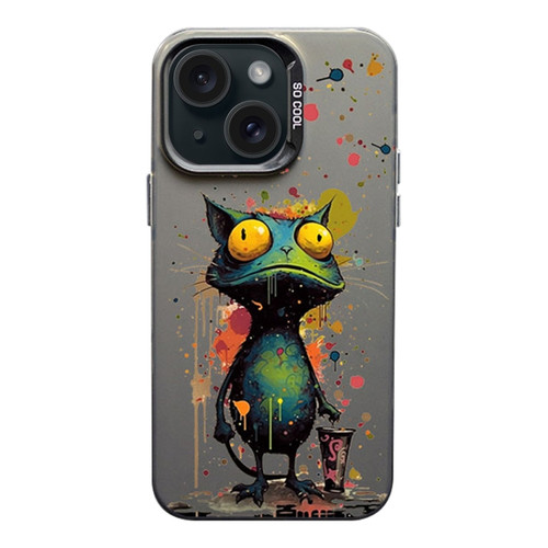 iPhone 15 Plus Color Ink Frosted PC+TPU Phone Case - Frog