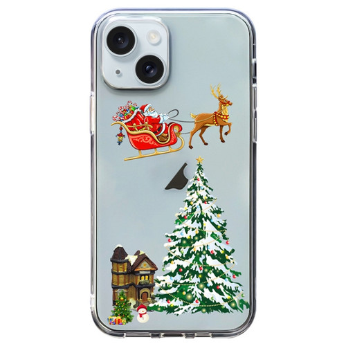 iPhone 15 Plus Christmas Colored Drawing Pattern High Transparent Soft TPU Phone Case - Christmas