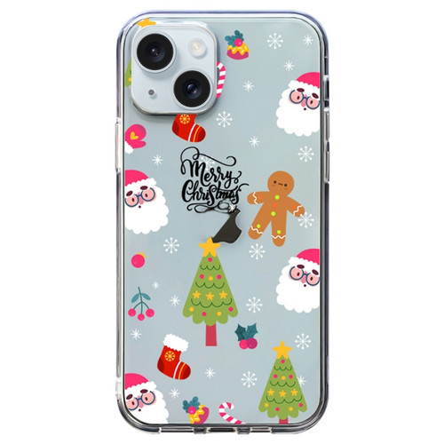 iPhone 15 Plus Christmas Colored Drawing Pattern High Transparent Soft TPU Phone Case - Christmas Tree