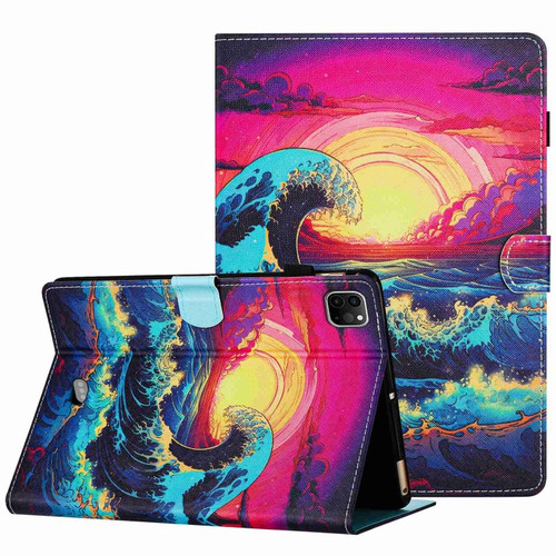 iPad 11 Pro 2020 / Air 4 10.9 Painted Pattern Stitching Smart Leather Tablet Case - Waves