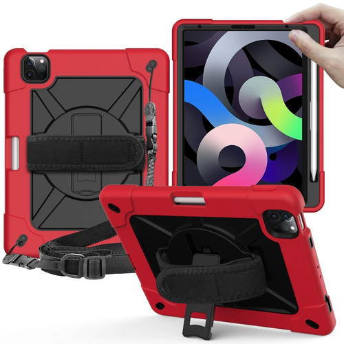 Contrast Color Robot Shockproof Silicone + PC Protective Case with Holder iPad Air 2022 / 2020 10.9  - Red Black