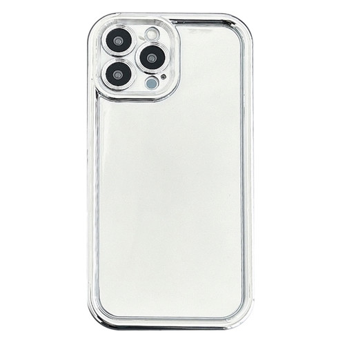 iPhone 15 Pro Max Electroplated Mirror Straight Edge TPU Phone Case - Silver