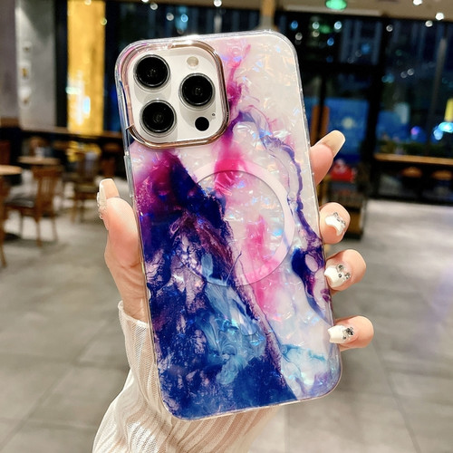 iPhone 15 Pro Max IMD Marble Acrylic Hybrid TPU Plating MagSafe Phone Case - Purple