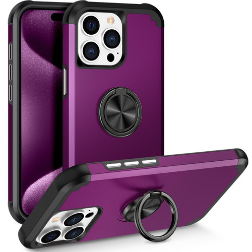 iPhone 15 Pro Max L2 Rotating Ring Holder Magnetic Phone Case - Dark Purple