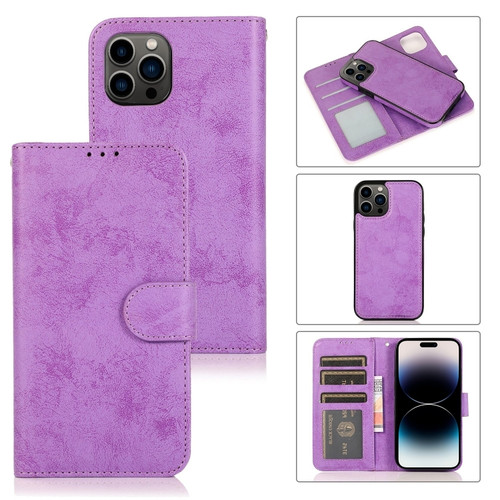 iPhone 15 Pro 2 in 1 Detachable Phone Leather Case - Purple