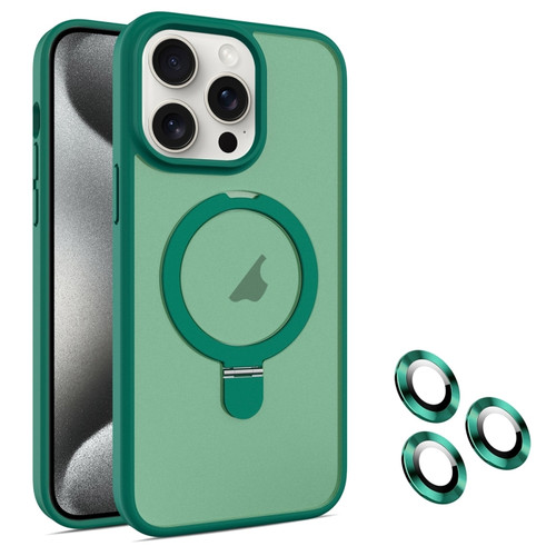 iPhone 15 Pro MagSafe Magnetic Holder Phone Case - Dark Green