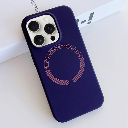 iPhone 15 Pro MagSafe Magnetic Liquid Silicone Phone Case - Dark Purple