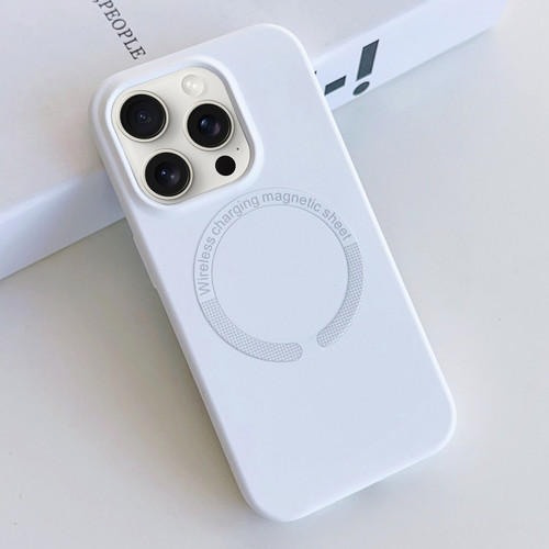 iPhone 15 Pro MagSafe Magnetic Liquid Silicone Phone Case - White