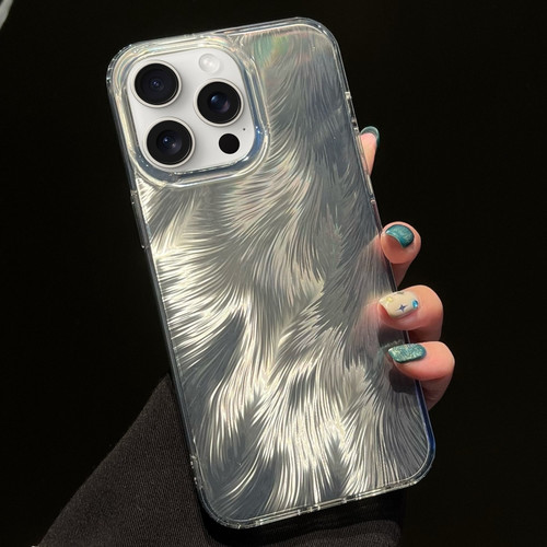 iPhone 15 Pro Max Foxtail Bronzing Laser Gradient Phone Case - White