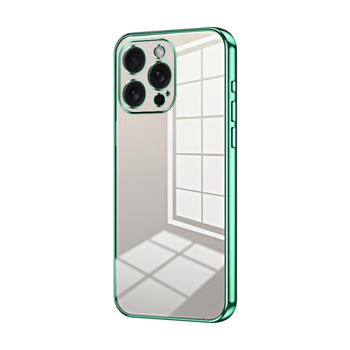 iPhone 15 Pro Max Transparent Plating Fine Hole Phone Case - Green