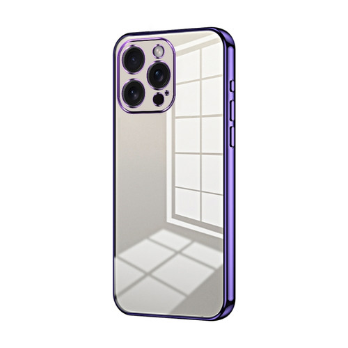 iPhone 15 Pro Max Transparent Plating Fine Hole Phone Case - Purple