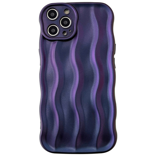 iPhone 15 Pro Max Wave Texture Bright TPU Phone Case - Dark Purple