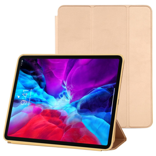 iPad Pro 12.9 inch  - 2020/2021 3-fold Horizontal Flip Smart Leather Tablet Case with Sleep / Wake-up Function & Holder - Gold